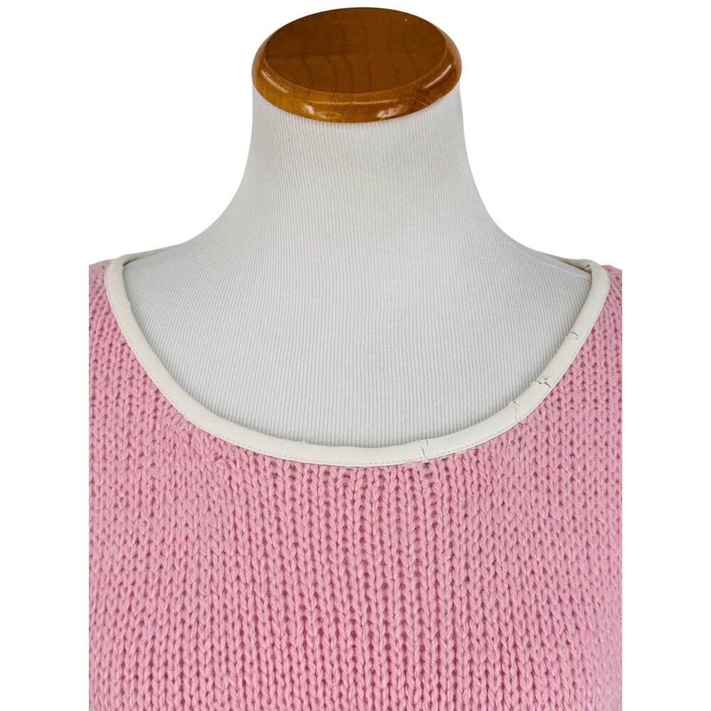 Vtg Y2K Nasty Gal Chunky Pink & Cream Boxy Relaxed Knit Sweater | Soft Girl Twee - Picture 4 of 16